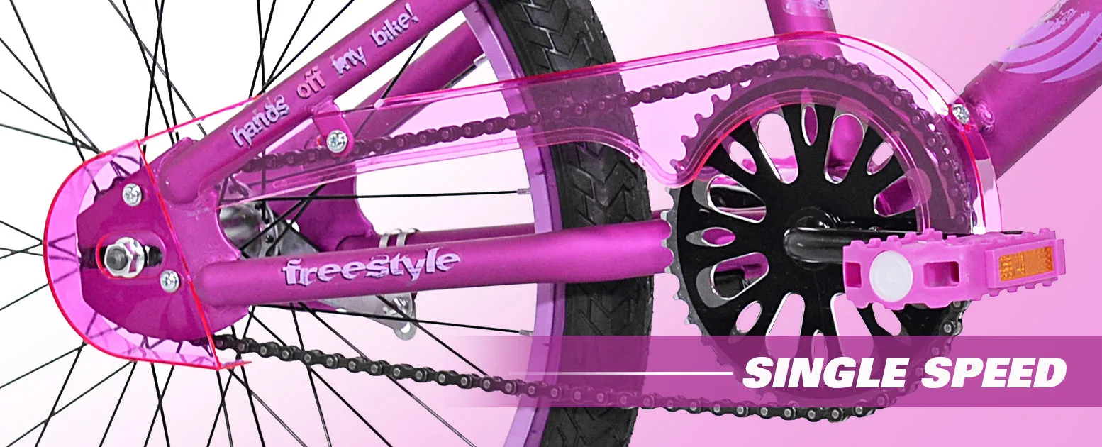 20" Girl's 2 Cool BMX Bike w/ Front Pegs, Satin Purple Graphics, Ages 8-12