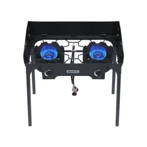260,000 BTU High Pressure Double Propane Burner - Heavy Duty Cookware
