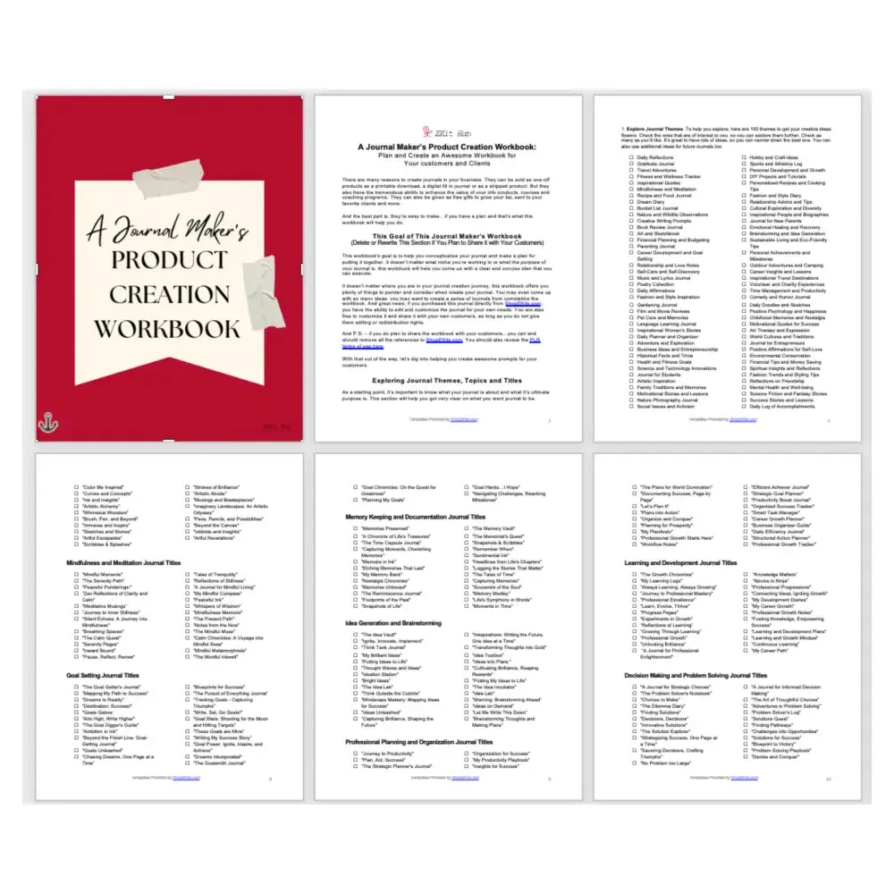 A Journal Maker's Product Creation Workbook - Customizable with PLR Rights