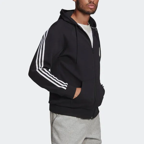 adidas Long Sleeves Zipper Hooded Jacket Black