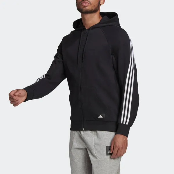 adidas Long Sleeves Zipper Hooded Jacket Black