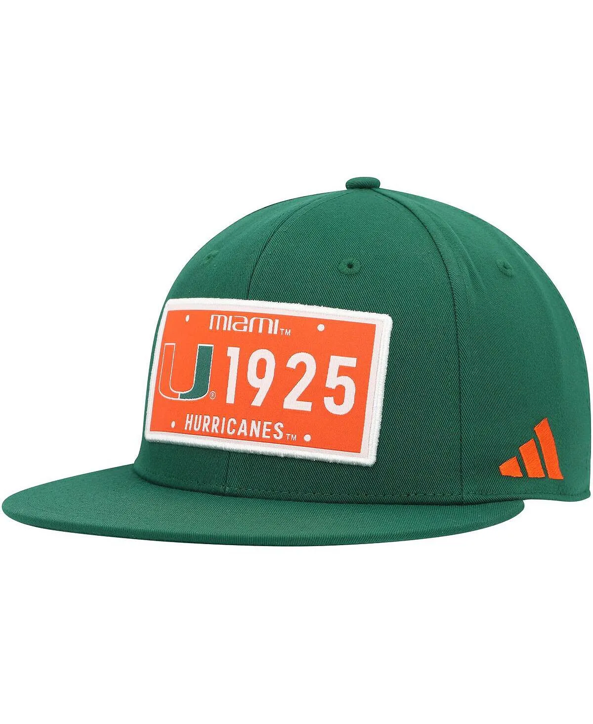 adidas Men's Green Snapback Miami Hurricanes Seted Cap