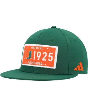 adidas Men's Green Snapback Miami Hurricanes Seted Cap