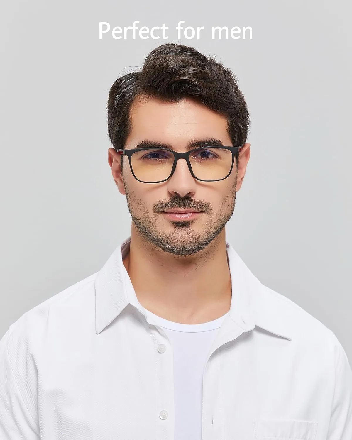 ANRRI Blue Light Blocking Glasses, Anti Eyestrain Lens Lightweight Frame Eyeglasses, Black Fream Red Temple, Men/Women