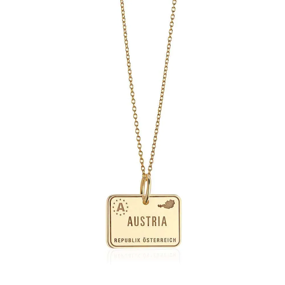 Austria Passport Stamp Charm Solid Gold