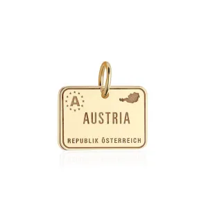 Austria Passport Stamp Charm Solid Gold