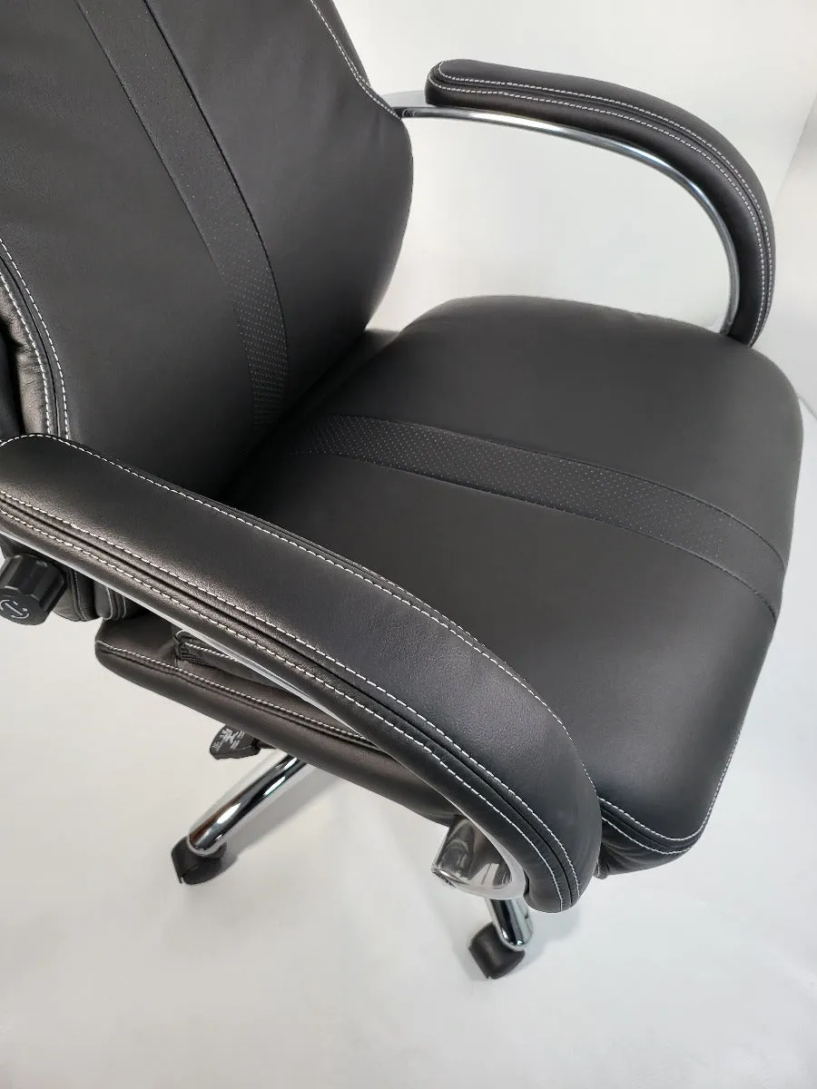 Black Leather Executive Office Chair with Manual Lumbar Control - 2119