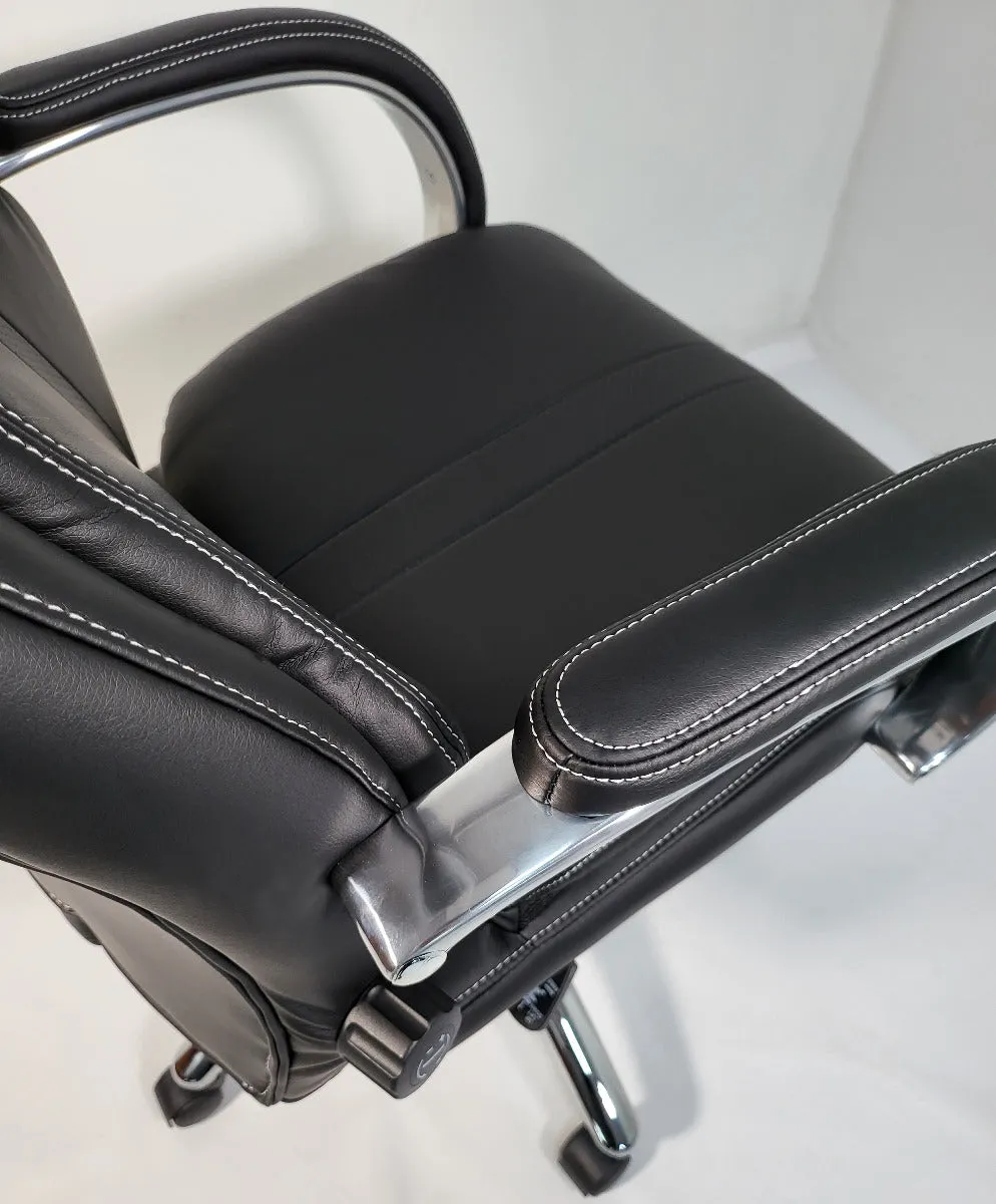 Black Leather Executive Office Chair with Manual Lumbar Control - 2119
