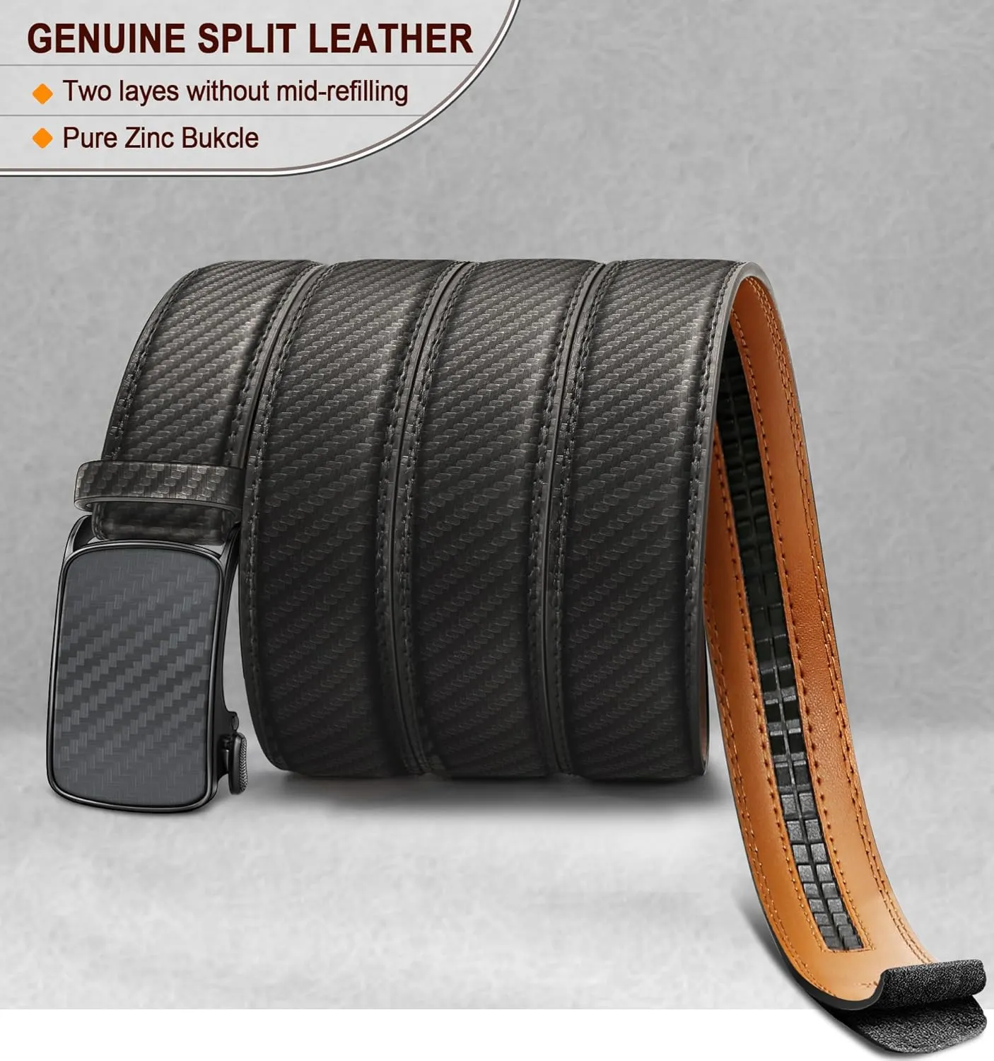 BULLIANT Men's Ratchet Belt Nontrimmable-Click Belt Adjustable for Men Gift Lightweight 1 3/8"
