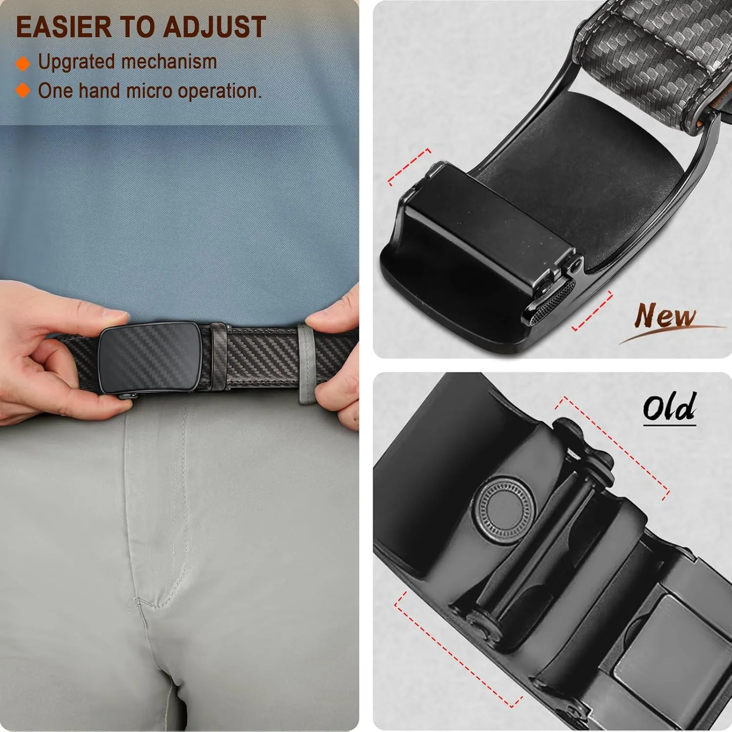 BULLIANT Men's Ratchet Belt Nontrimmable-Click Belt Adjustable for Men Gift Lightweight 1 3/8"