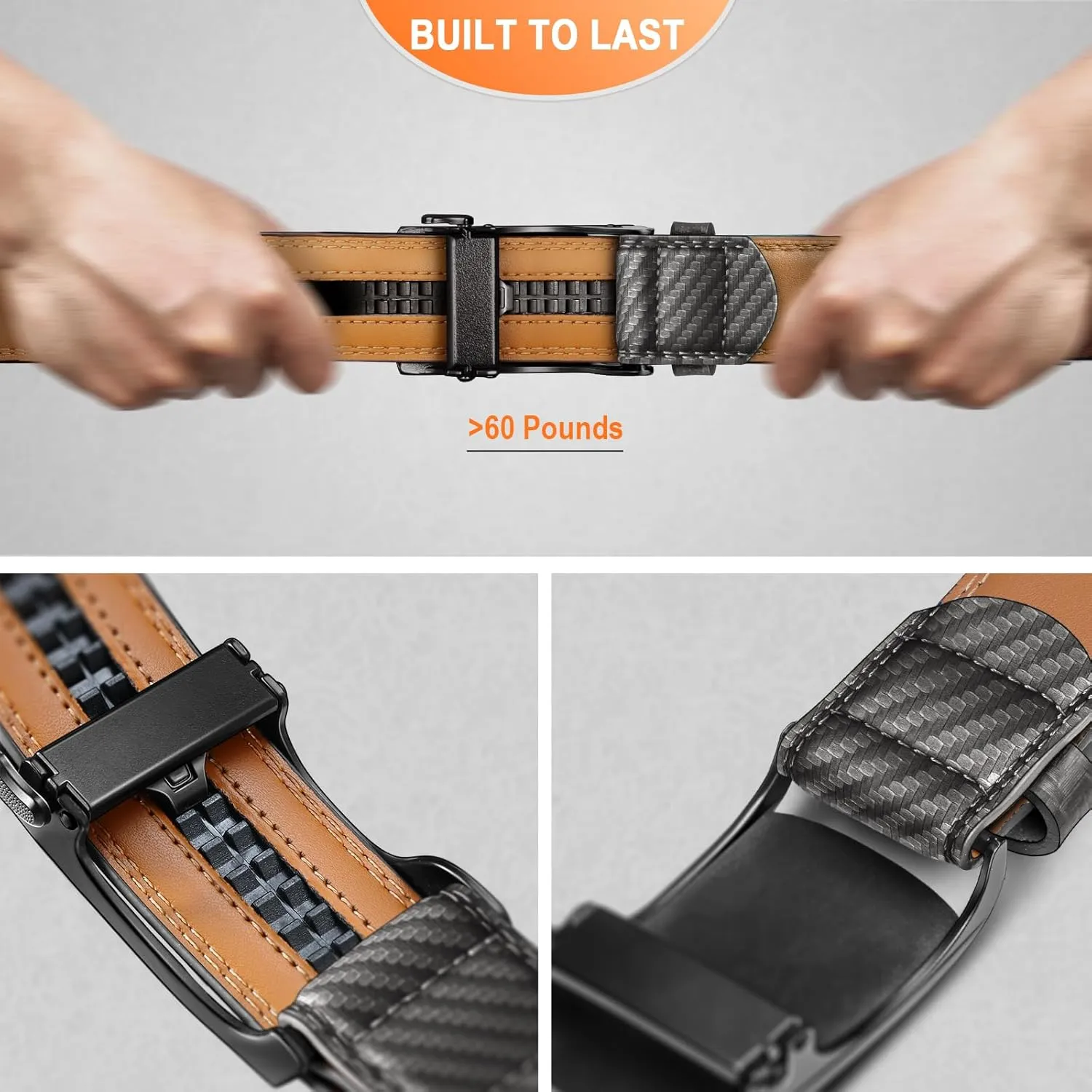 BULLIANT Men's Ratchet Belt Nontrimmable-Click Belt Adjustable for Men Gift Lightweight 1 3/8"