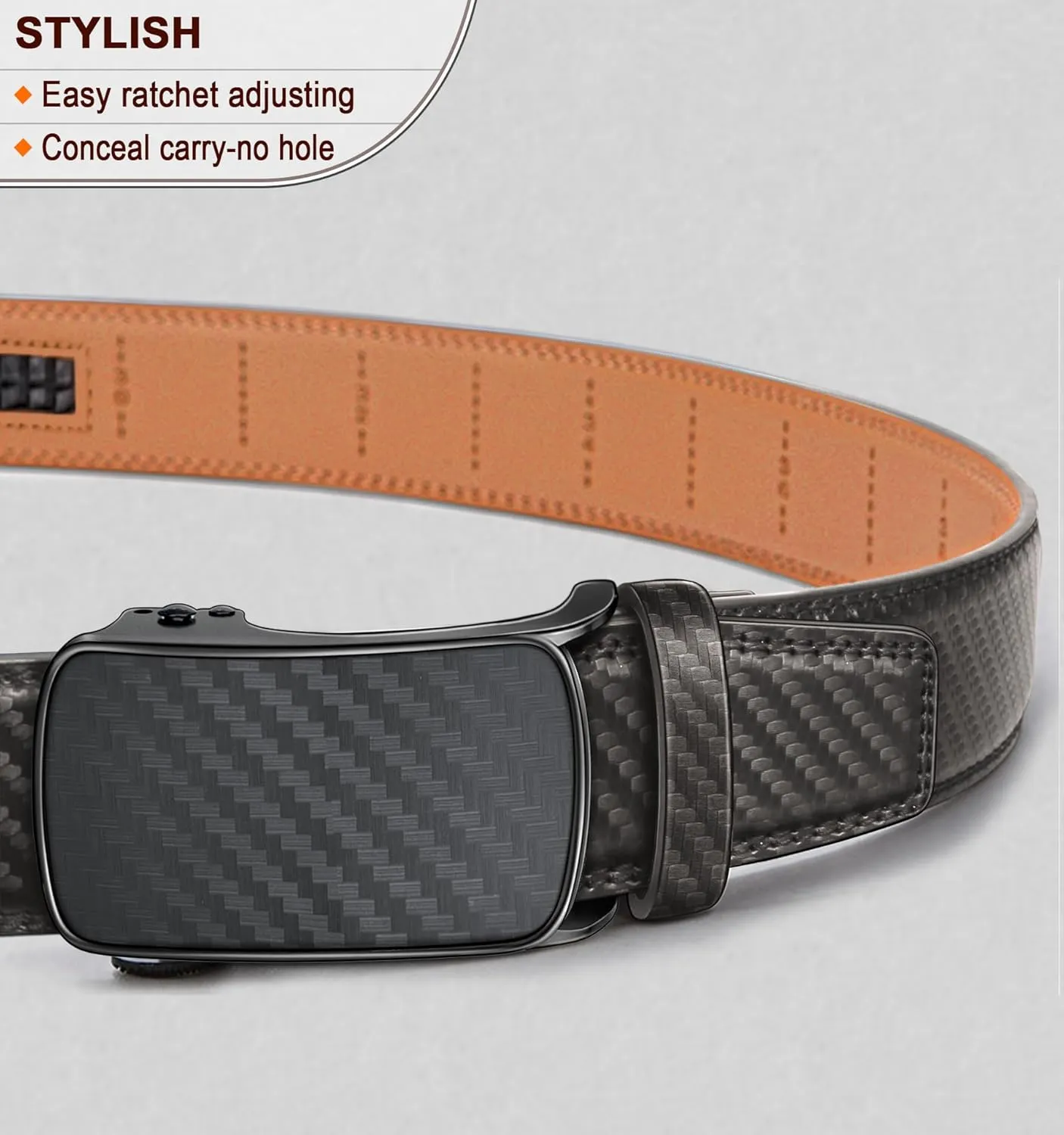 BULLIANT Men's Ratchet Belt Nontrimmable-Click Belt Adjustable for Men Gift Lightweight 1 3/8"