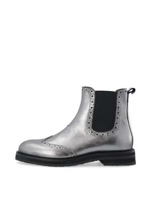 CASBETTY Brogue Chelsea Boot Metallic Leather