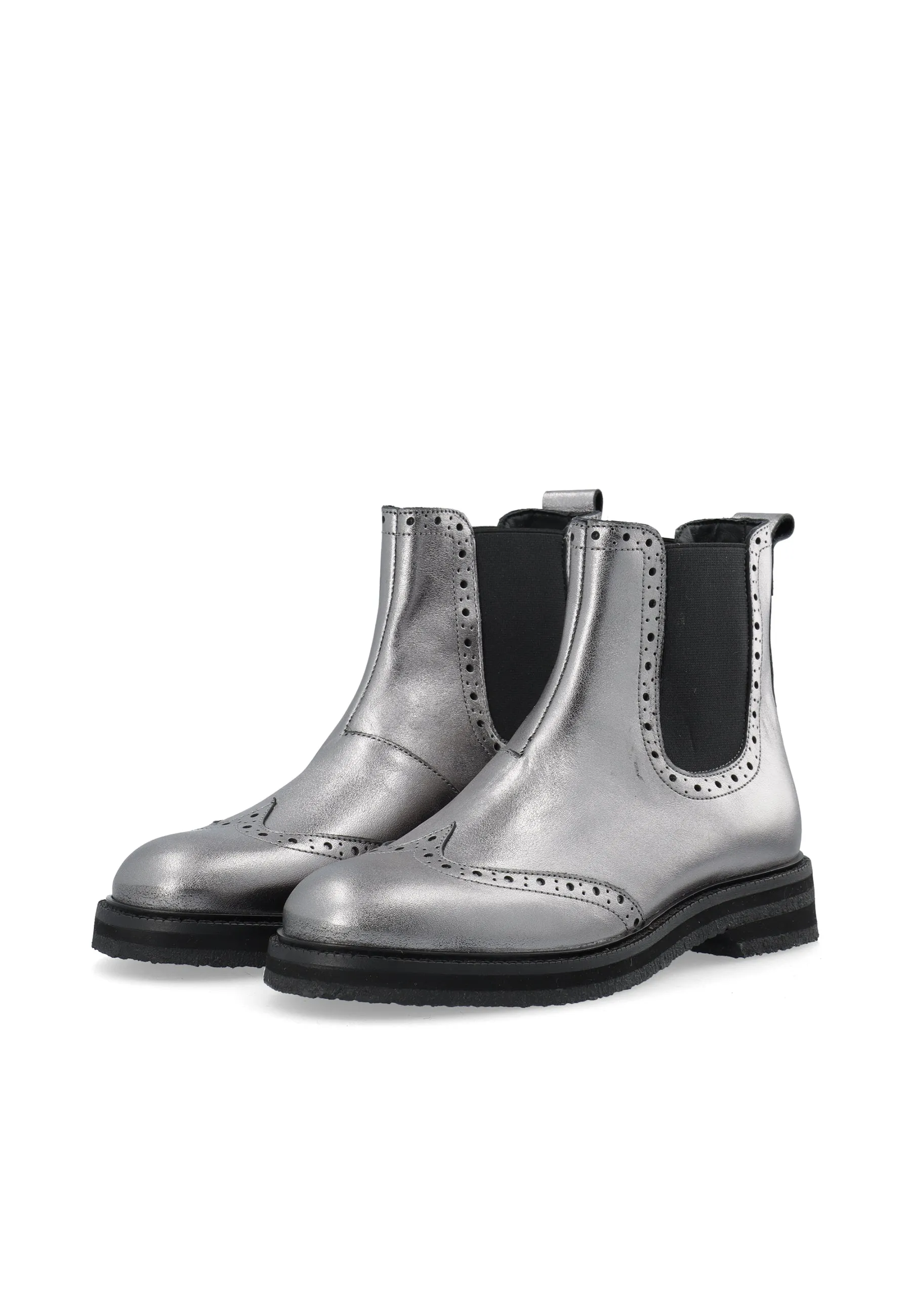 CASBETTY Brogue Chelsea Boot Metallic Leather