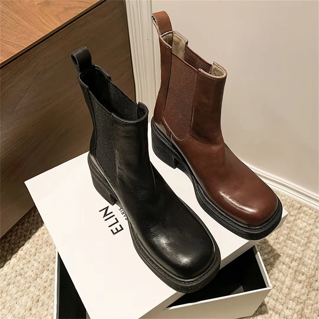 Chic Elegance Ankle Leather Boots