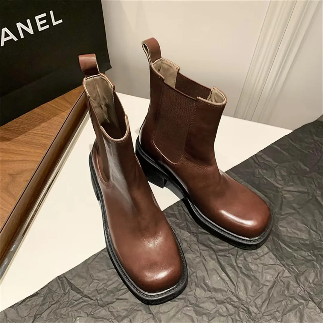 Chic Elegance Ankle Leather Boots