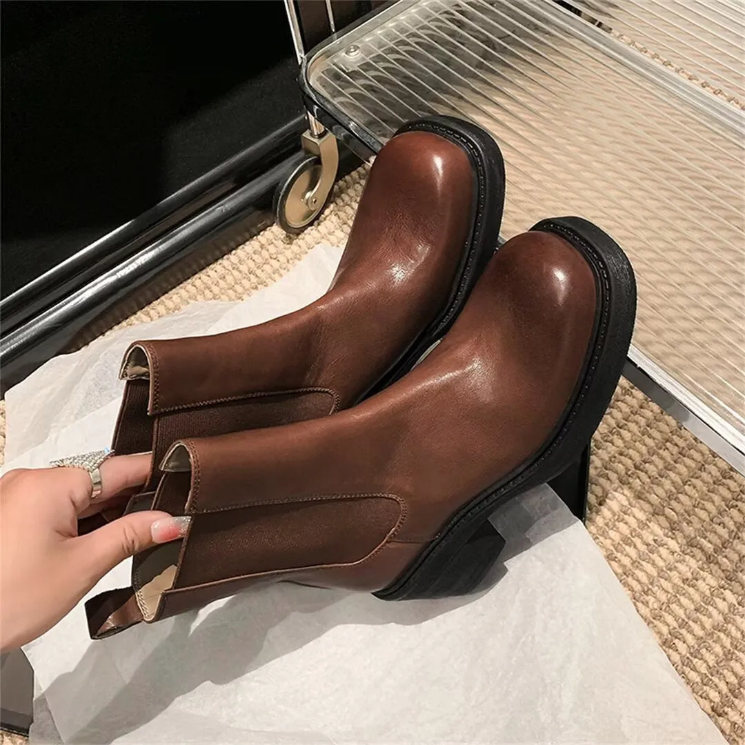 Chic Elegance Ankle Leather Boots