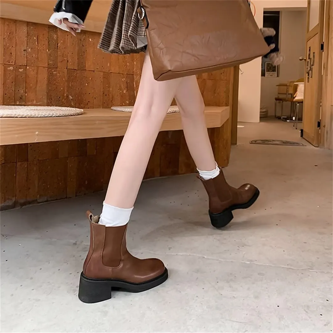 Chic Elegance Ankle Leather Boots