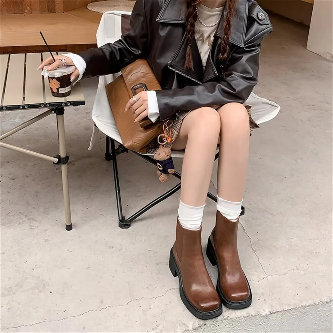 Chic Elegance Ankle Leather Boots