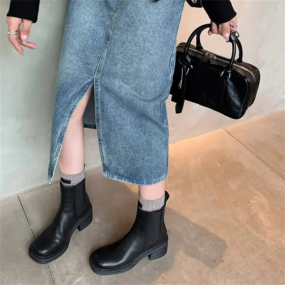 Chic Elegance Ankle Leather Boots