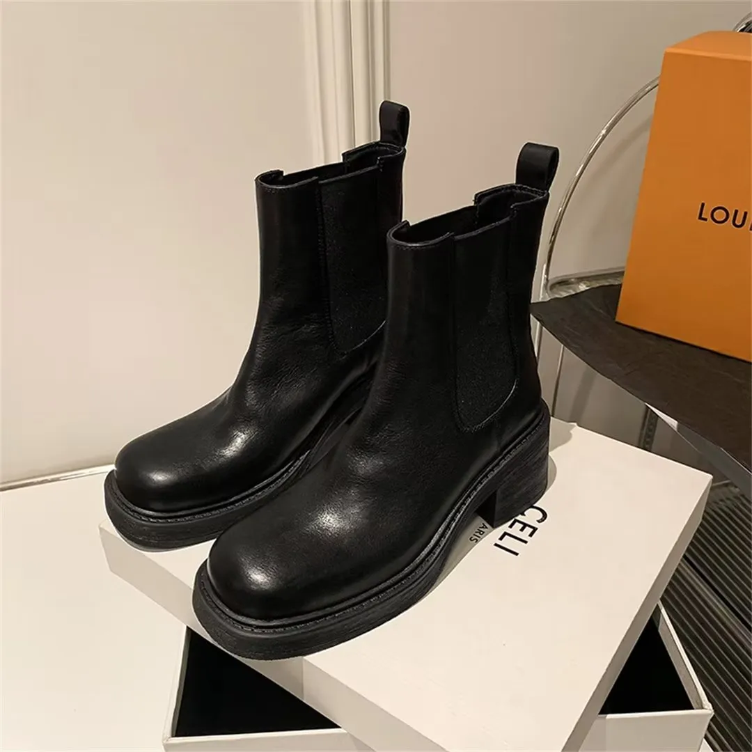 Chic Elegance Ankle Leather Boots