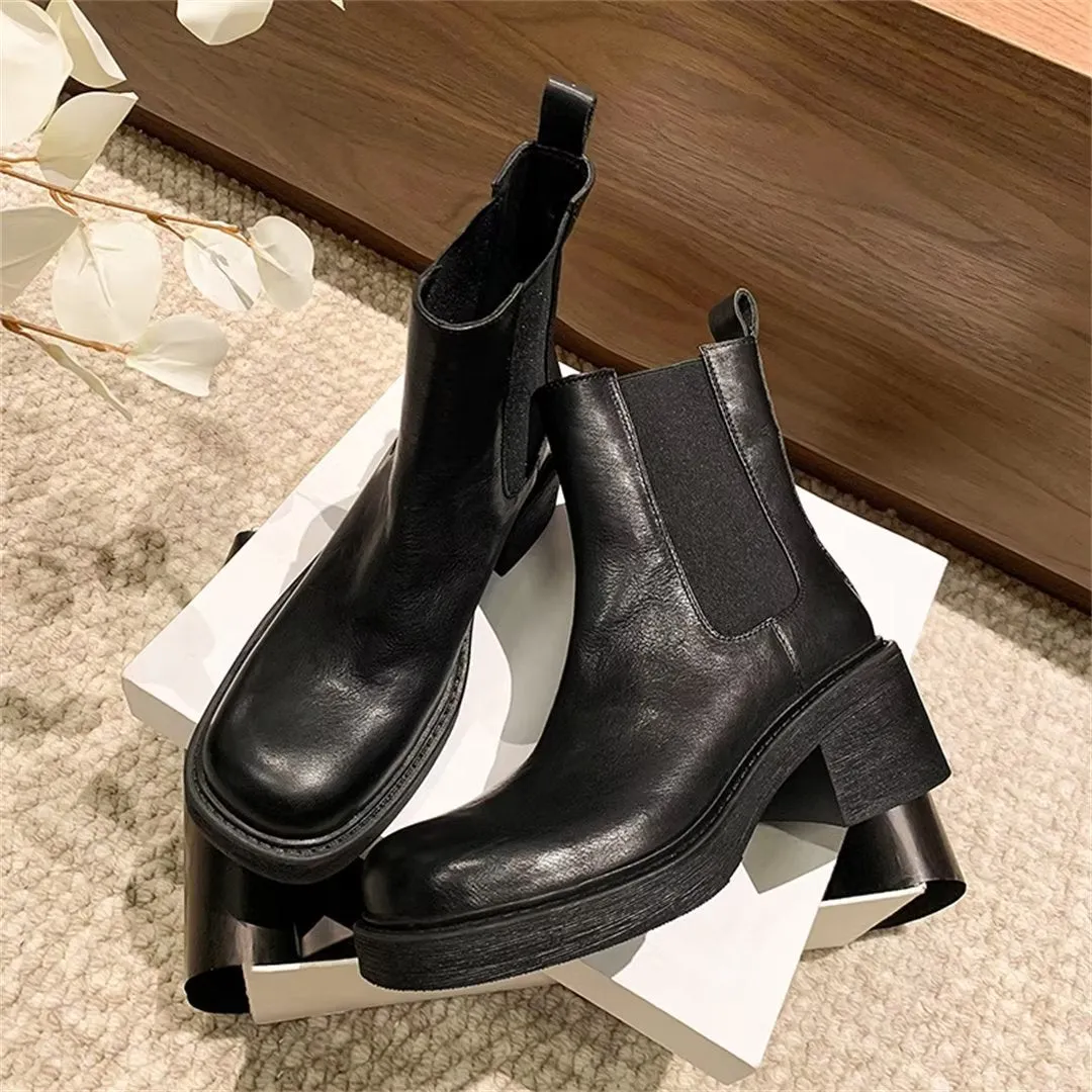 Chic Elegance Ankle Leather Boots