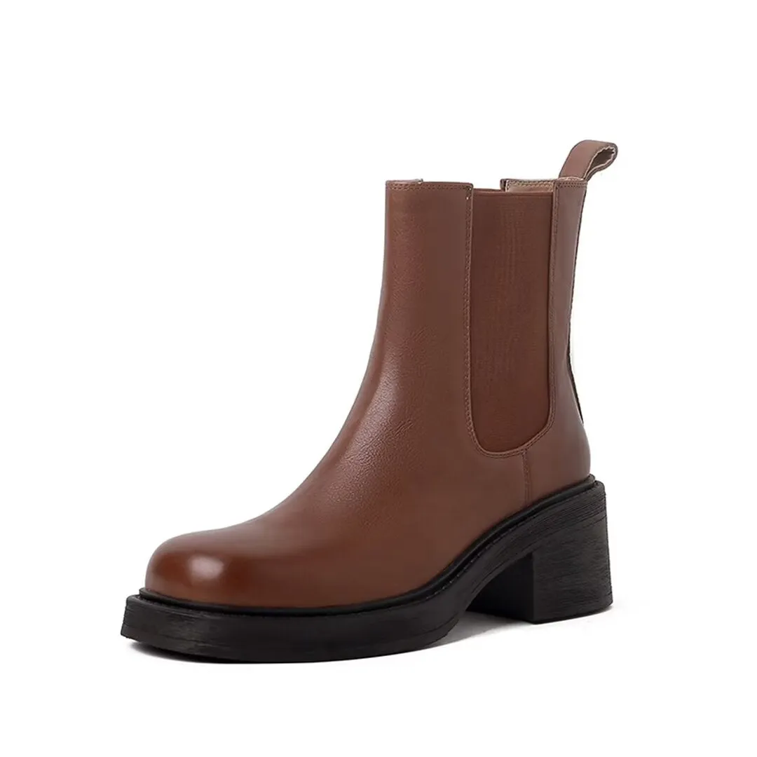 Chic Elegance Ankle Leather Boots