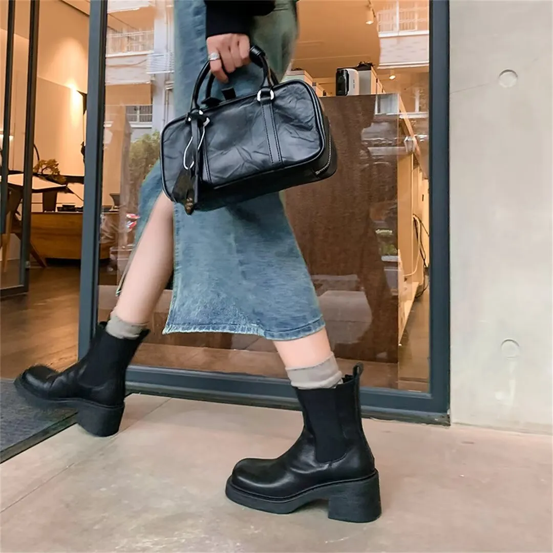 Chic Elegance Ankle Leather Boots