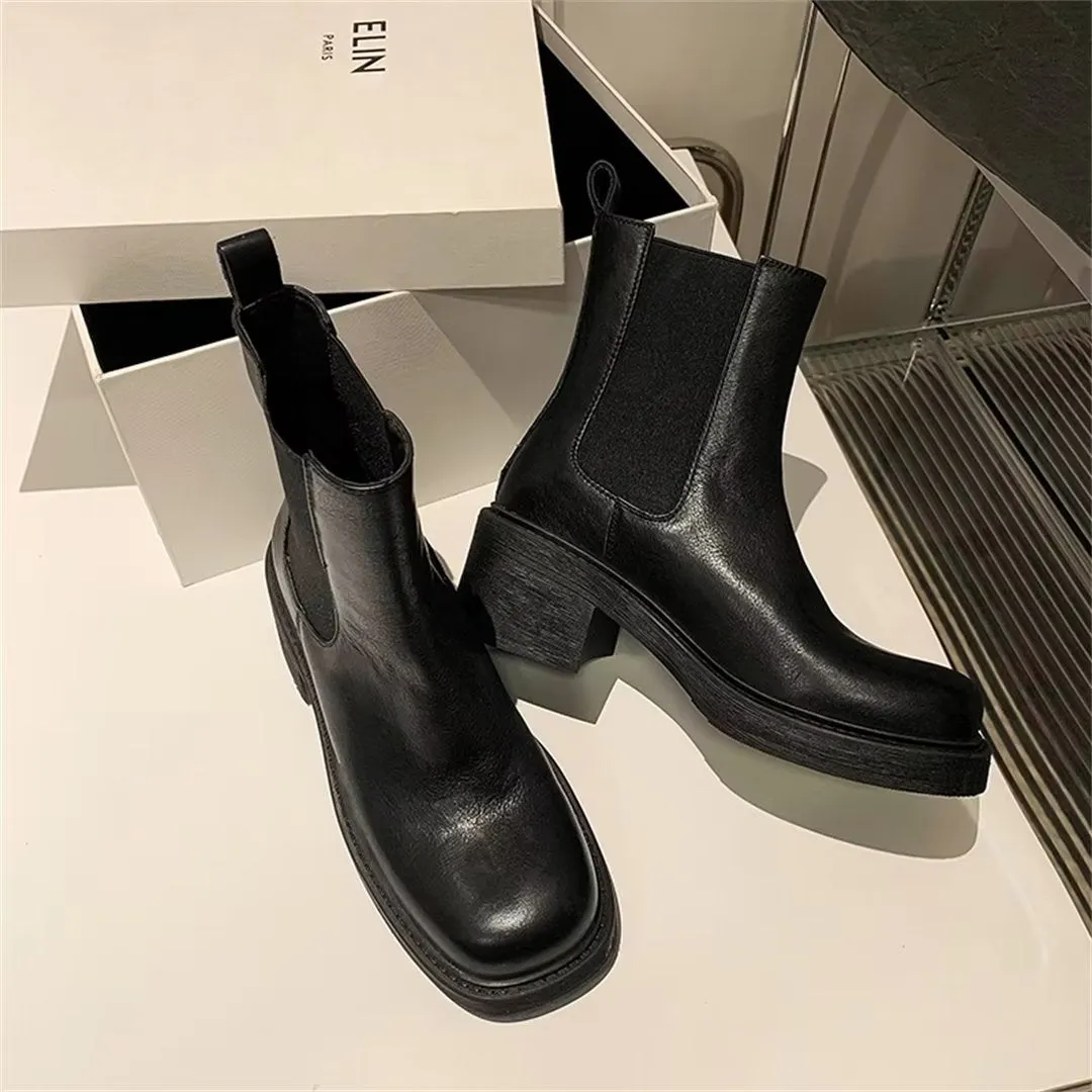 Chic Elegance Ankle Leather Boots