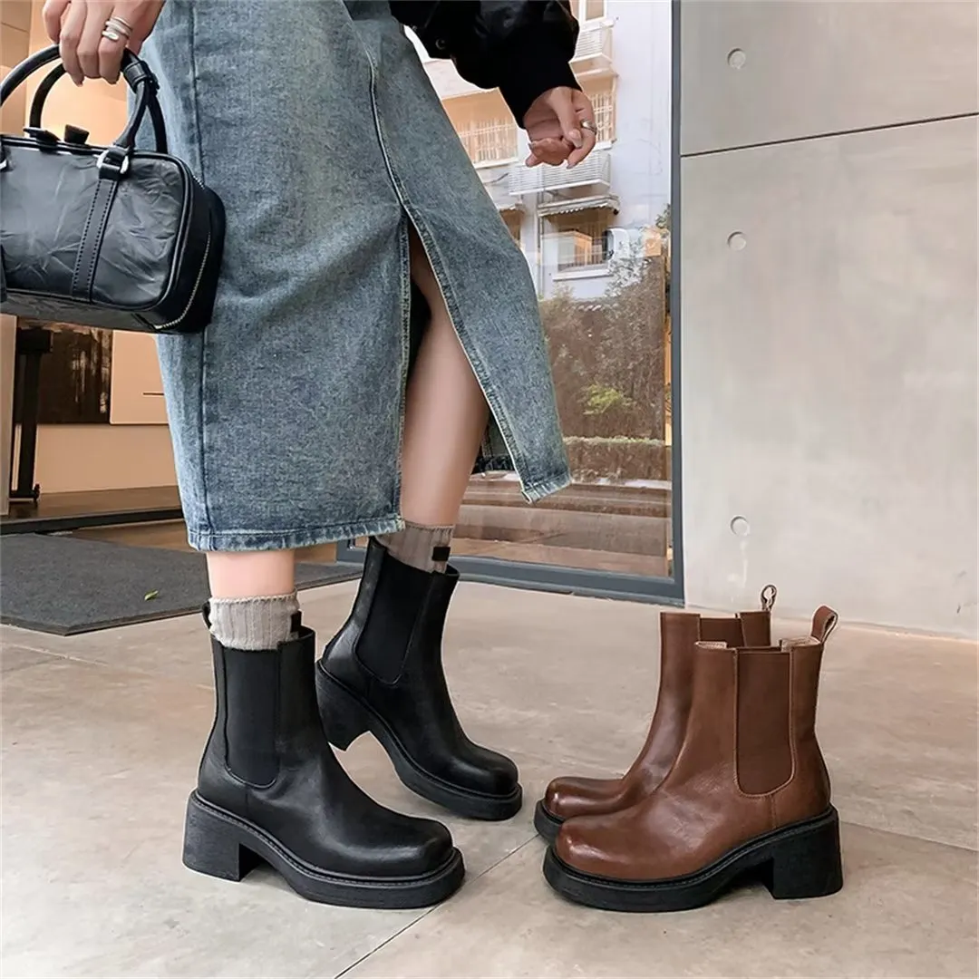 Chic Elegance Ankle Leather Boots