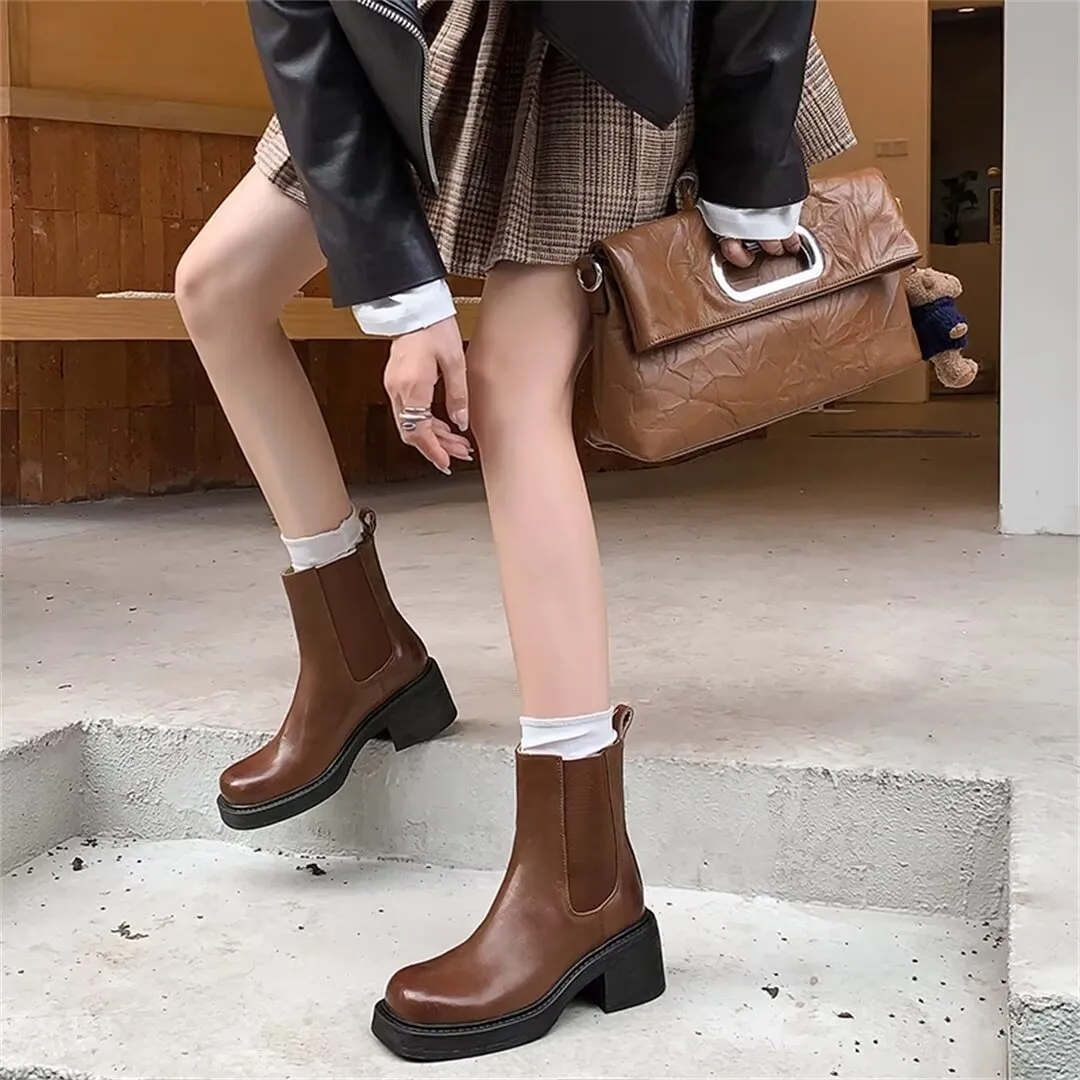 Chic Elegance Ankle Leather Boots
