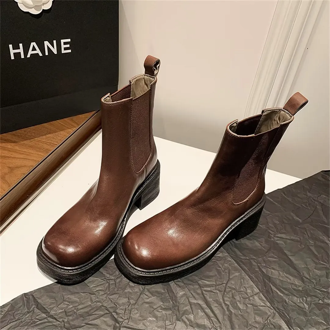 Chic Elegance Ankle Leather Boots