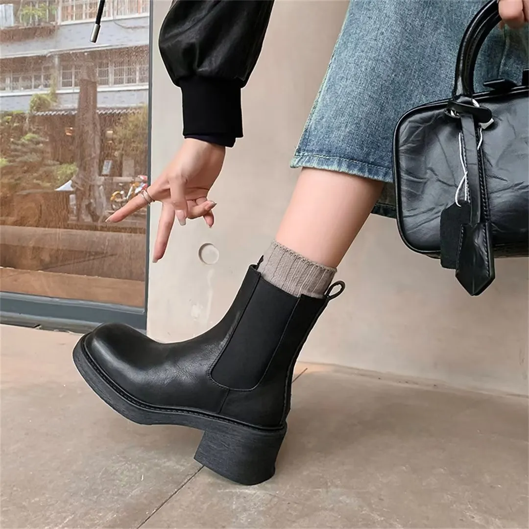 Chic Elegance Ankle Leather Boots