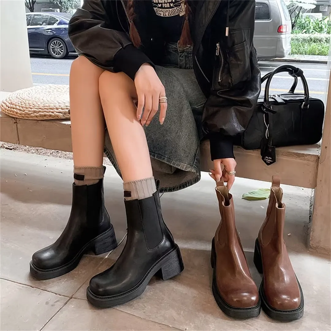 Chic Elegance Ankle Leather Boots