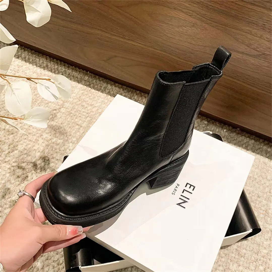 Chic Elegance Ankle Leather Boots