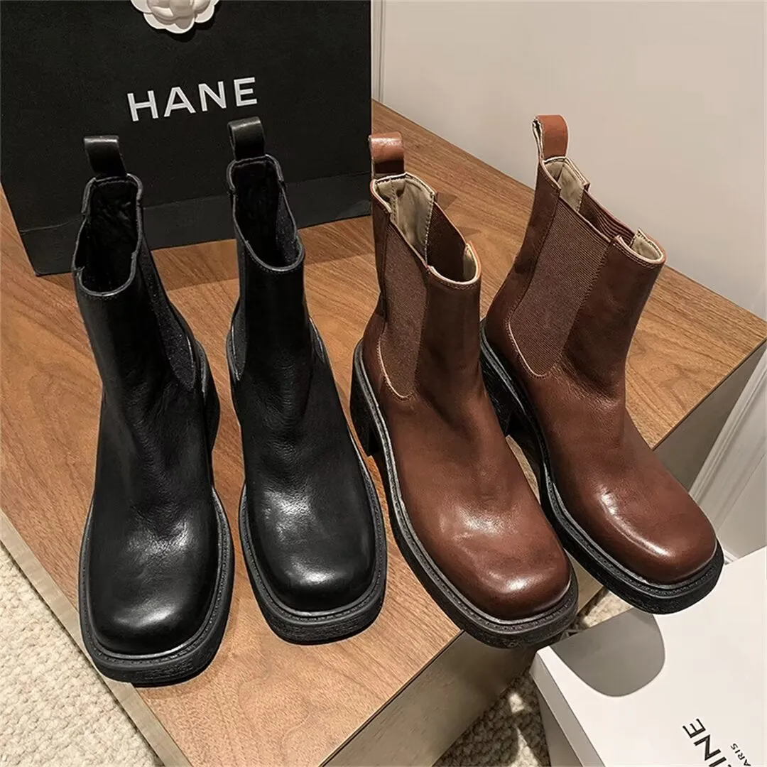 Chic Elegance Ankle Leather Boots