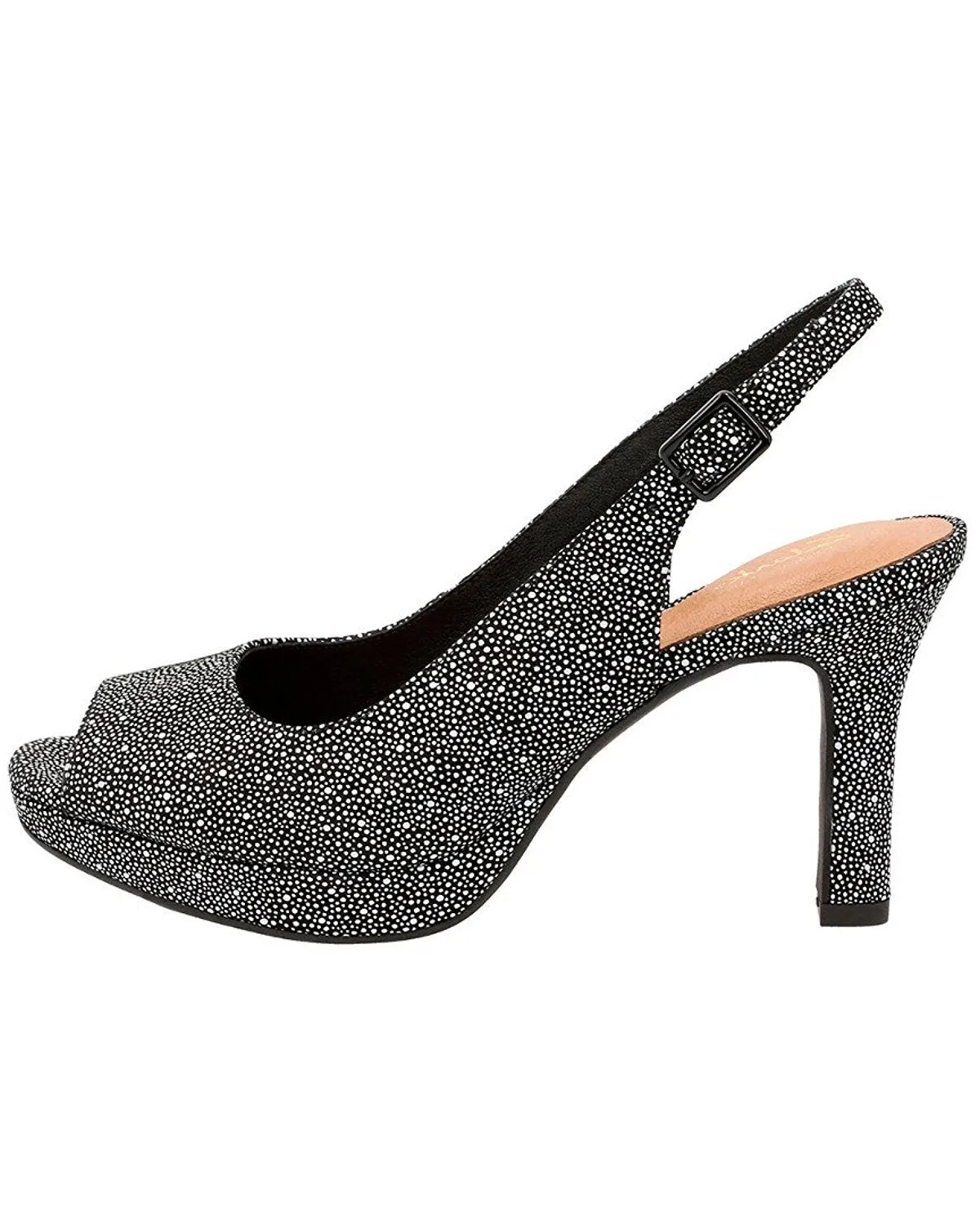 CLARKS Mayra Blossom Black Peeptoe Heel