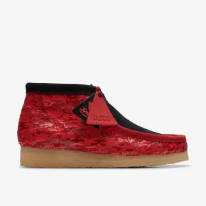 Clarks Originals Wallabee Boot x Popcaan Collab Black and Red Camo Suede 26175816