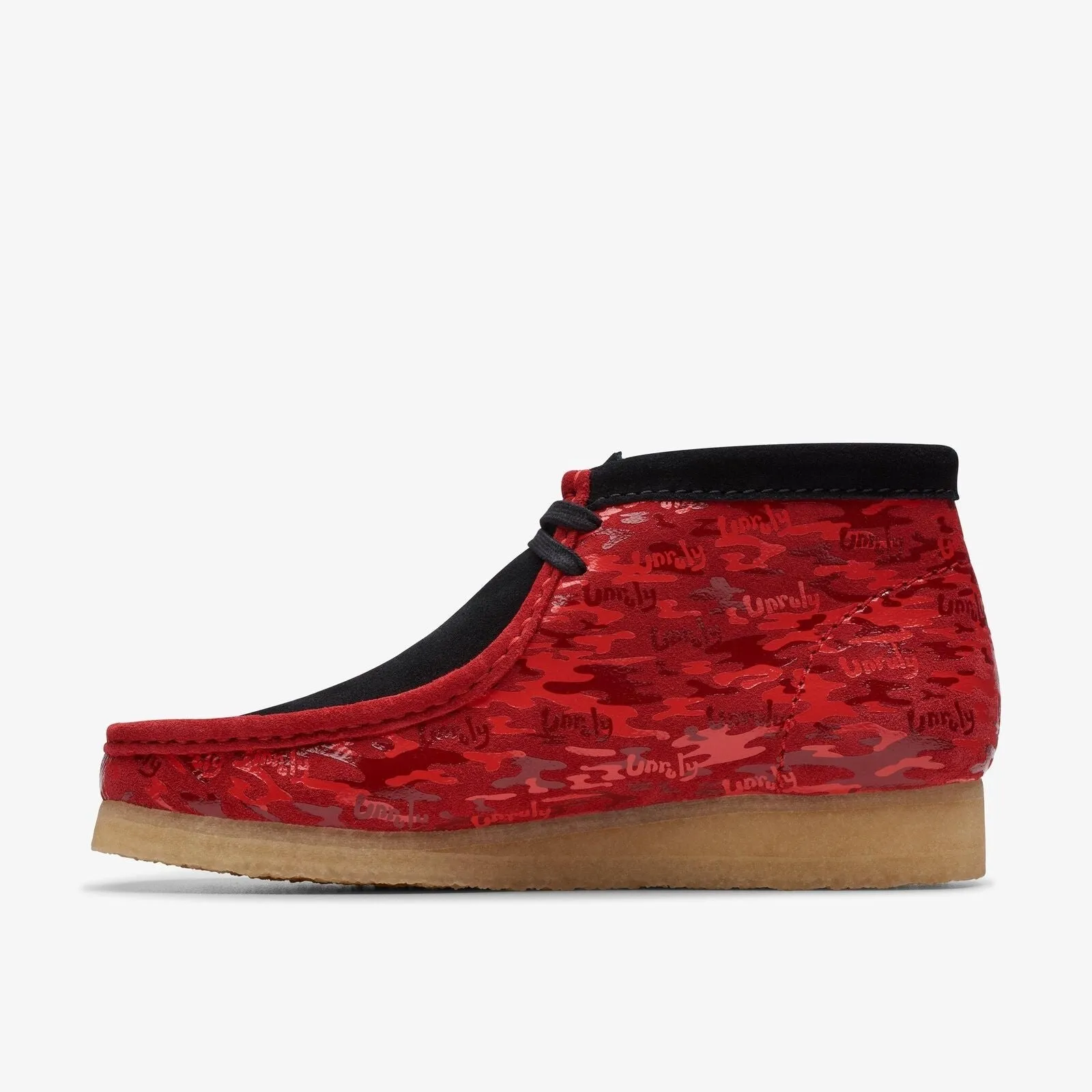 Clarks Originals Wallabee Boot x Popcaan Collab Black and Red Camo Suede 26175816