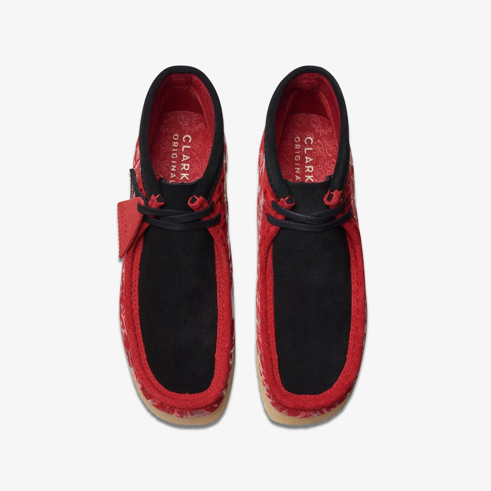 Clarks Originals Wallabee Boot x Popcaan Collab Black and Red Camo Suede 26175816