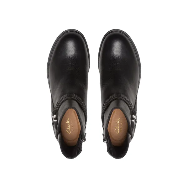 Clarks Women's Neva Buckle Wide Black Leather