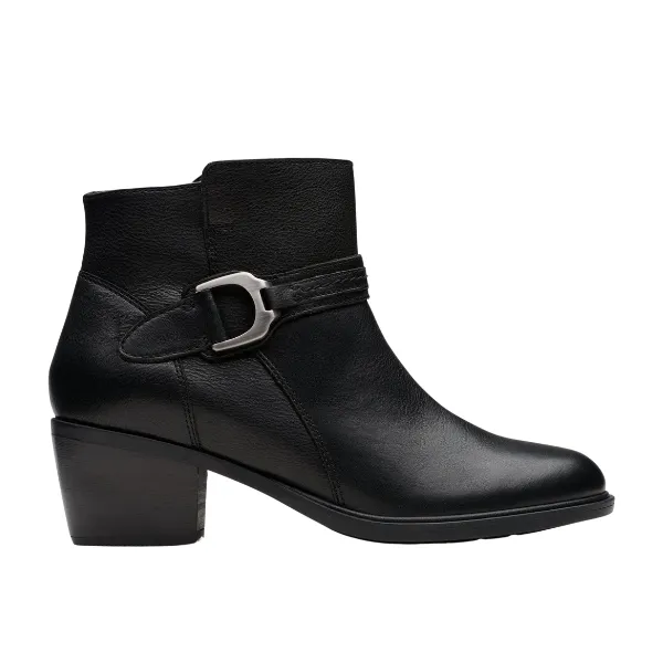 Clarks Women's Neva Buckle Wide Black Leather
