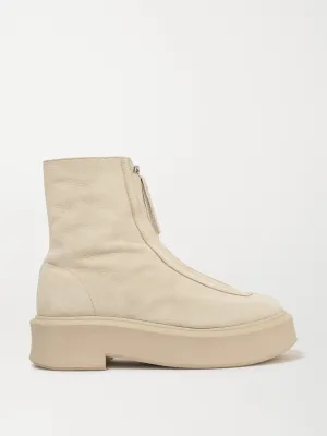 Cream platform ankle boots