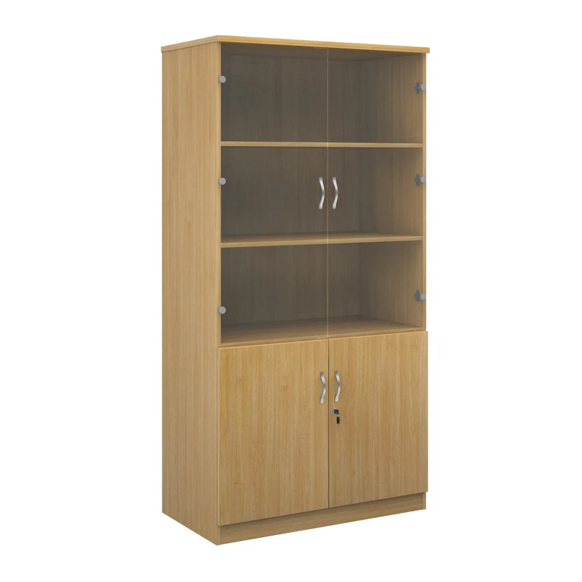 Deluxe Three or Four Shelf 1020mm Wide Combination Bookcase with Glass Doors