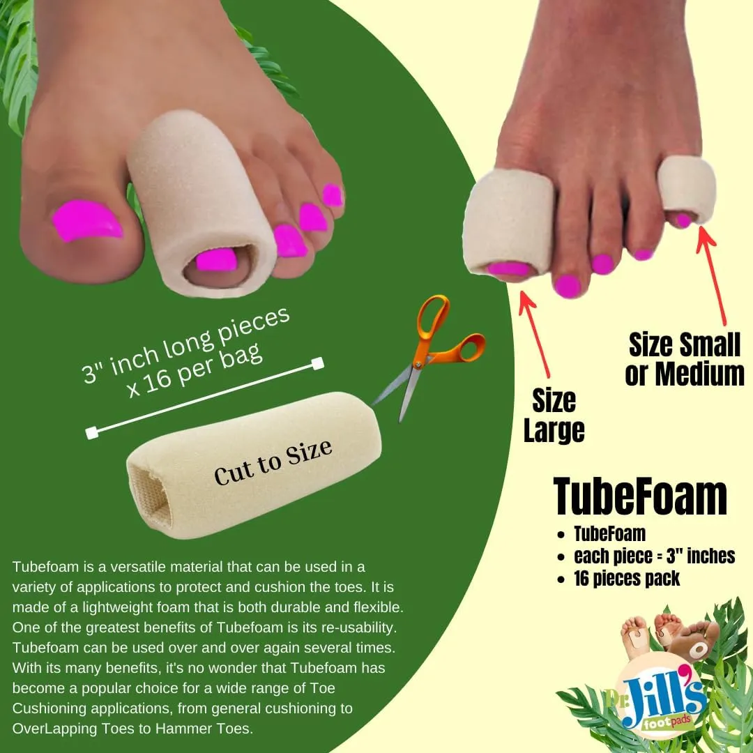 Dr. Jill's Foot Pads, Y2050, Tubefoam, 3 Inch Pieces, 16 Count, Size Small, 5/8"