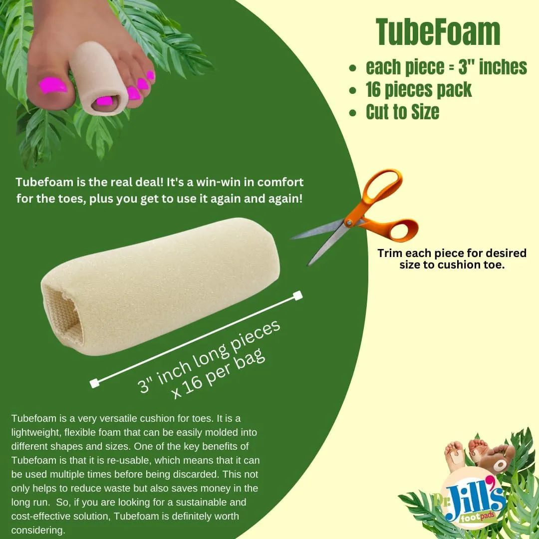 Dr. Jill's Foot Pads, Y2050, Tubefoam, 3 Inch Pieces, 16 Count, Size Small, 5/8"