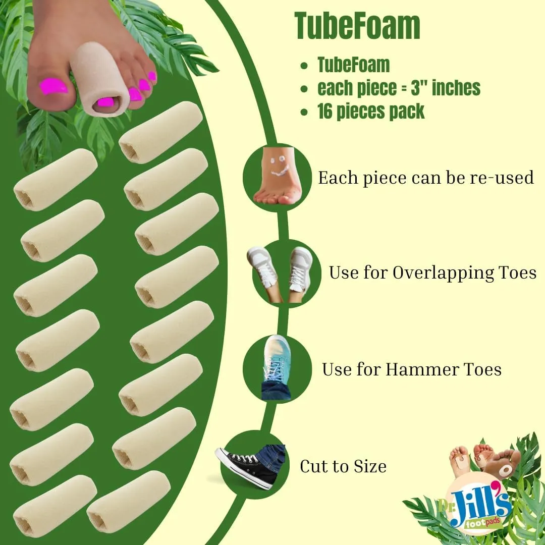 Dr. Jill's Foot Pads, Y2050, Tubefoam, 3 Inch Pieces, 16 Count, Size Small, 5/8"