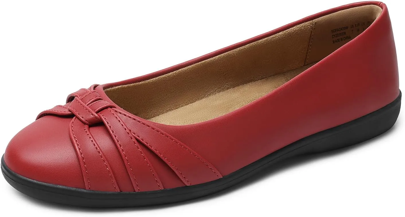 DREAM PAIRS Womens Ballet Flats, Comfortable Round Toe Slip on Dressy Work Office Shoes with Arch Support