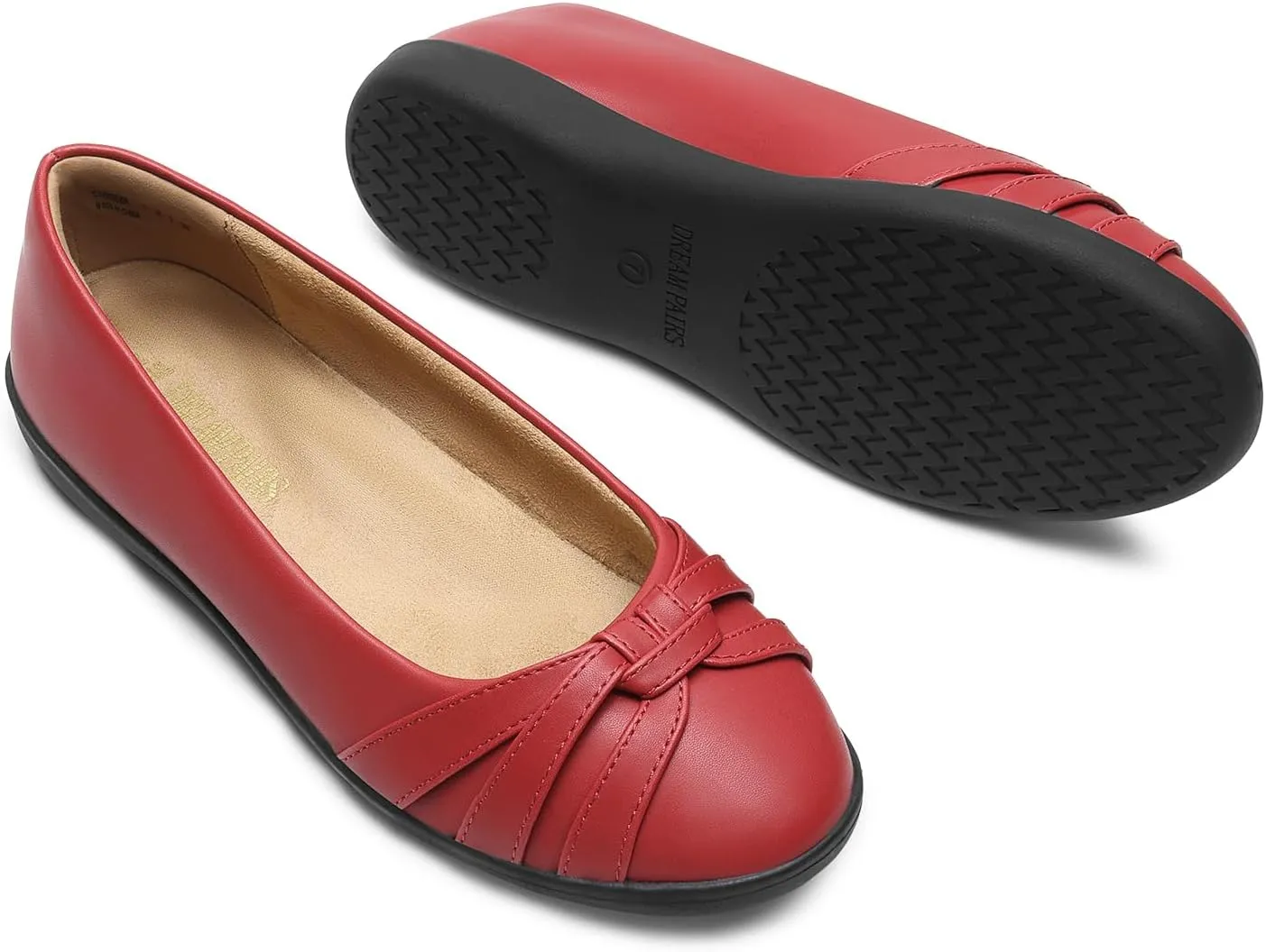 DREAM PAIRS Womens Ballet Flats, Comfortable Round Toe Slip on Dressy Work Office Shoes with Arch Support