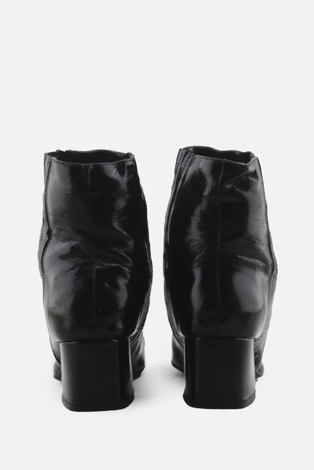 European Brand Stretchable Block Heels Ankle Boots | 100% Synthetic Leather